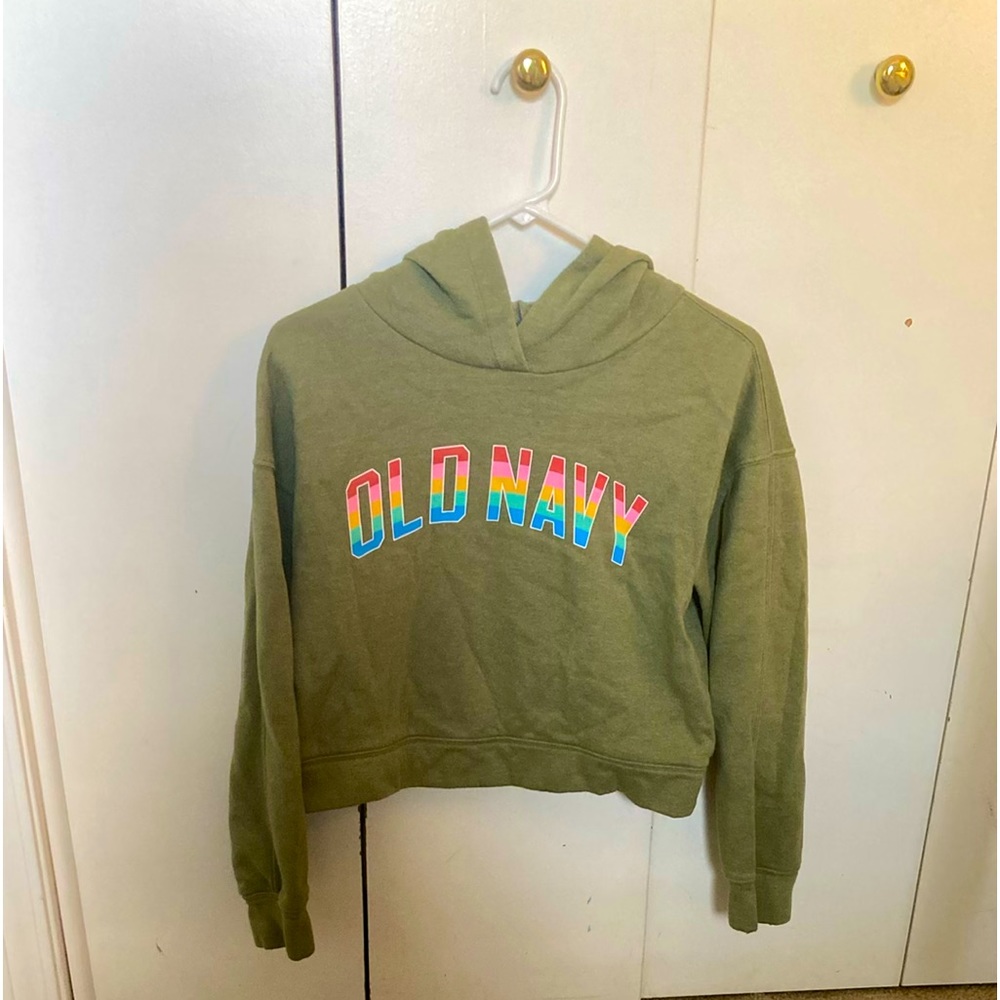 old navy green cropped hoodie